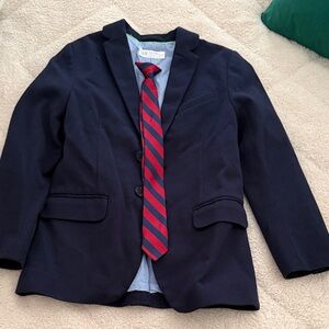 H&M Navy Blazer with Red Striped Tie
